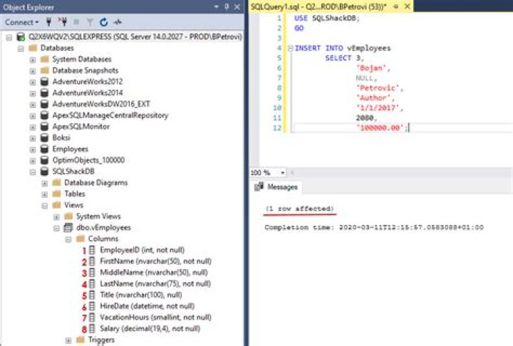 Can you insert into a view SQL Server?
