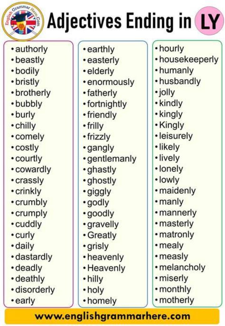 Do adjectives end in ly?