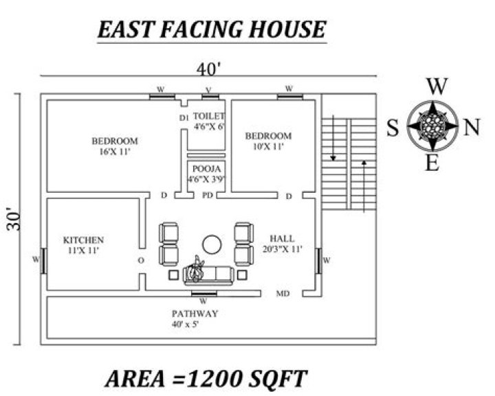 How big is a 1200 sq ft house?