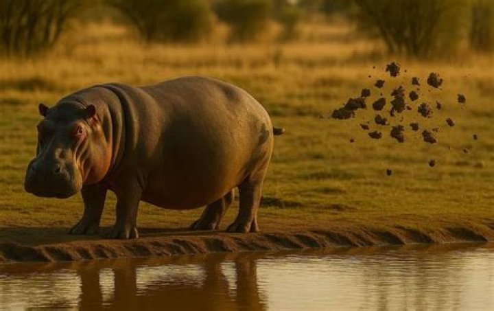 How does a hippopotamus poop?