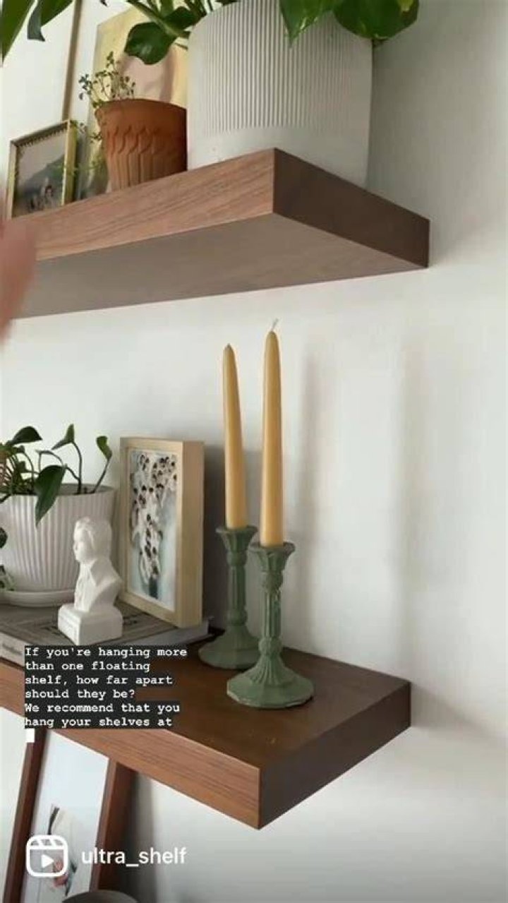 How far apart should floating shelves be?