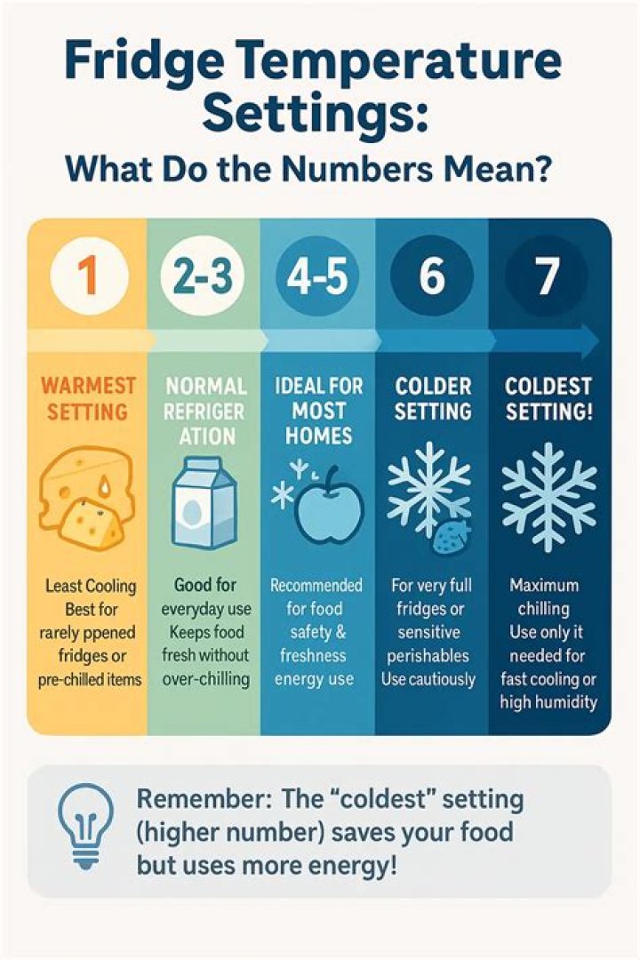 Is 1 or 5 the coldest setting on a fridge?