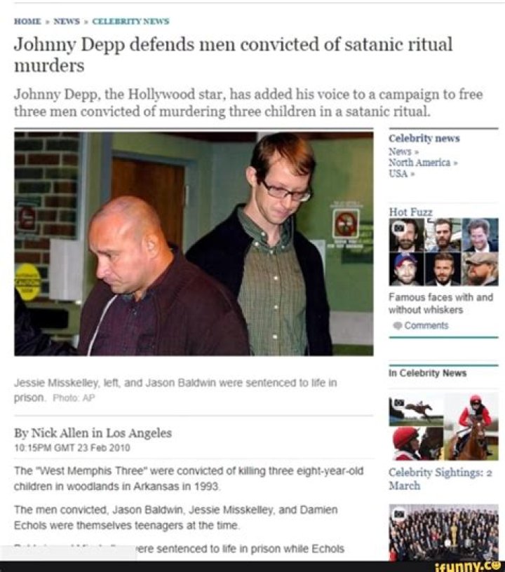 Johnny Depp defends convicted murderers ‘West Memphis Three’