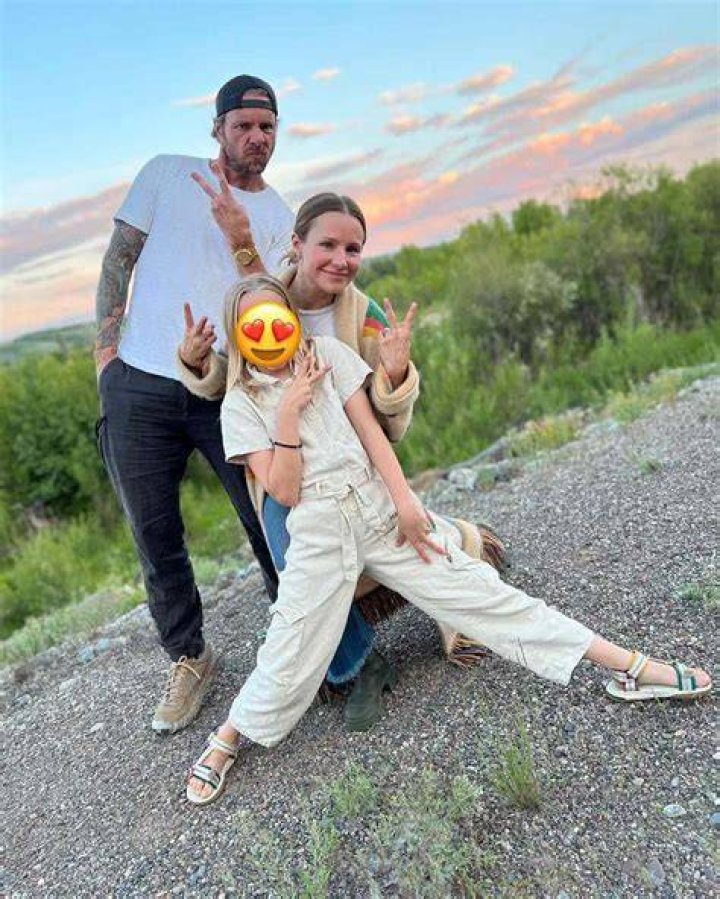 Kristen Bell on a vacation with her husband.