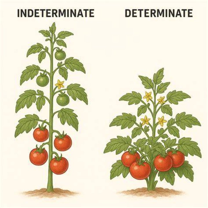 What is the difference between a determinate and indeterminate tomato?