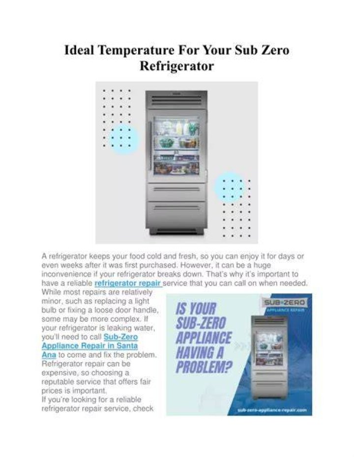 What temperature should my Sub Zero refrigerator be set at?